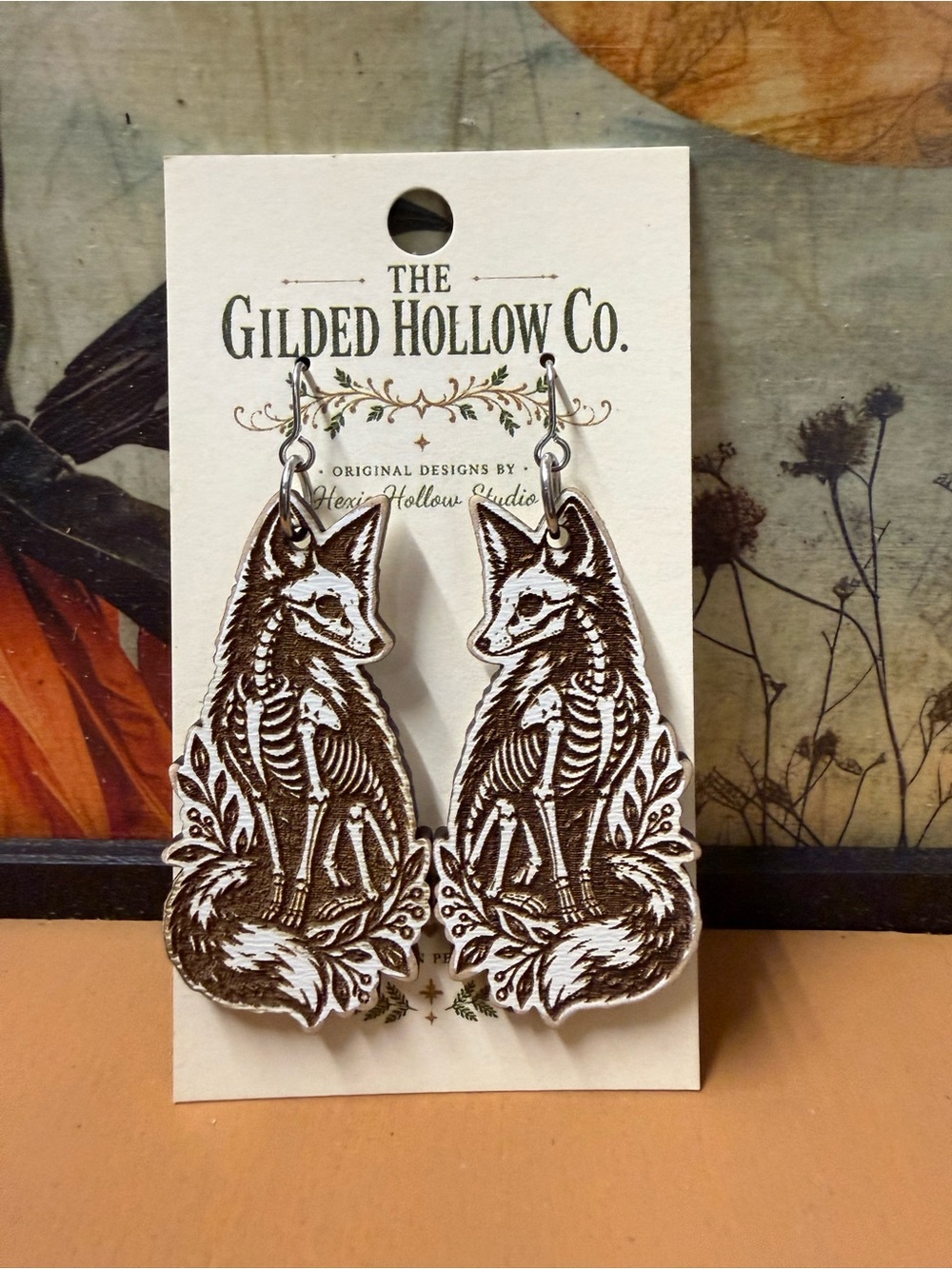 Fox Skeleton Dangle Earrings